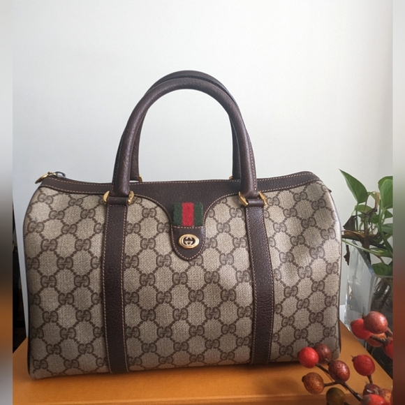 Gucci GG Canvas Web Sherry line Boston Bag - Picture 2 of 15